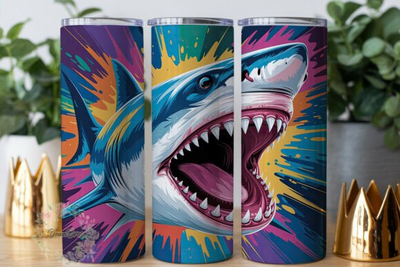 Abstract Shark Paint Splash 20oz Tumbler