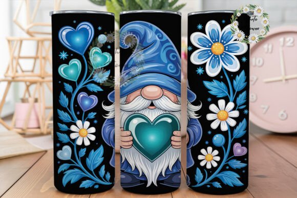 Blue Gnome Heart Floral 20oz Tumbler