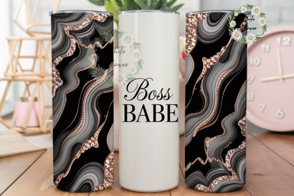 Boss Babe Rose Gold Marble Tumbler Wrap