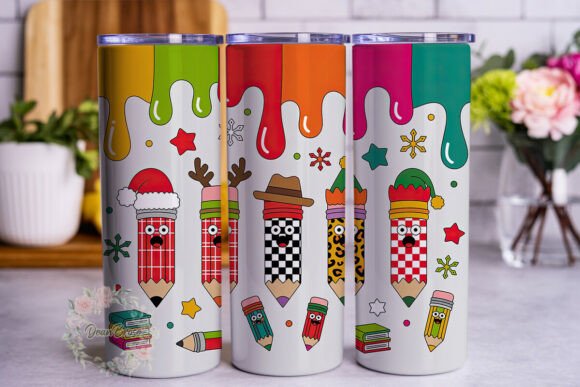 Christmas Teacher Life Pencil Tumbler Wr