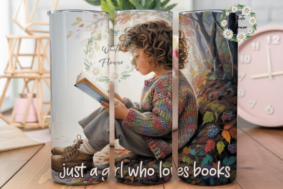 Cozy Girl Reading Book 20oz Tumbler Wrap
