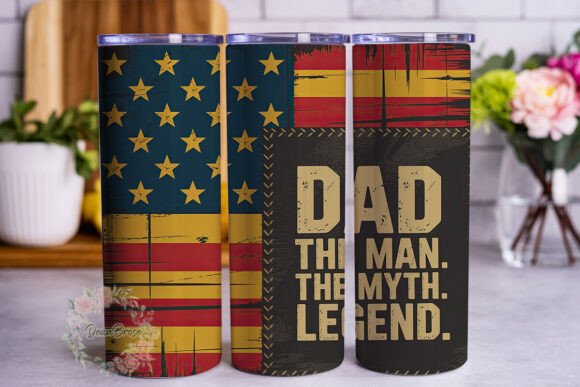 Distressed Flag Dad 20oz Tumbler Wrap