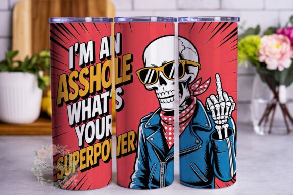 Edgy Skeleton Sarcasm 20oz Tumbler Wrap