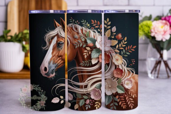Elegant Horse Floral 20oz Tumbler Wrap