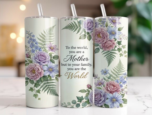 Floral Mother Quote Roses Fern Tumbler