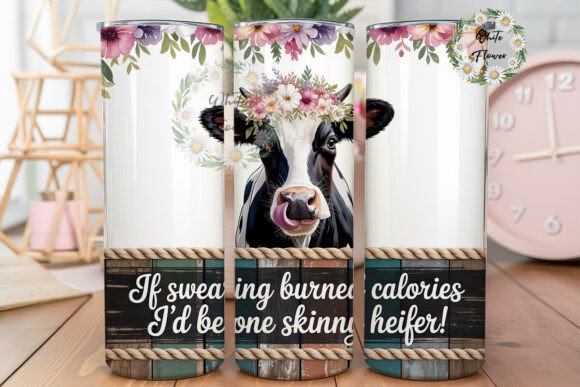 Funny Cow Floral 20oz Tumbler Wrap