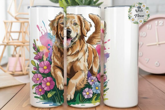 Golden Retriever Floral 20oz Tumbler