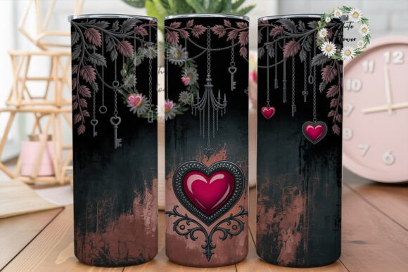 Gothic Red Hearts 20oz Tumbler Wrap