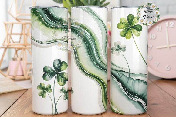Green Marble Clover 20oz Tumbler Wrap