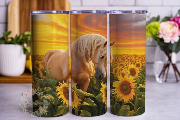 Horse Sunflower Sunset 20oz Tumbler Wrap