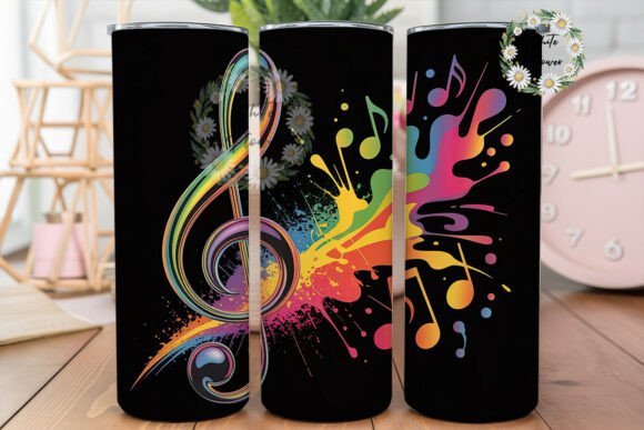 Iridescent Music Notes 20oz Tumbler Wrap