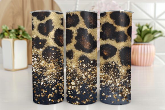 Leopard Glitter 20oz Tumbler Wrap PNG