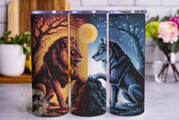 Lion Wolf Duality 20oz Tumbler Wrap