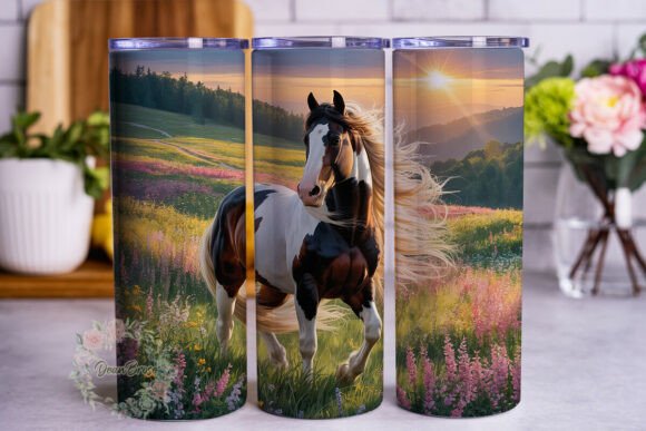Majestic Horse Wildflower Field Tumbler