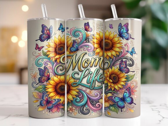 Mom Life Sunflower Floral Tumbler Wrap