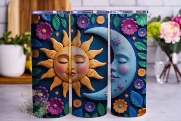 Mystical Sun Moon Floral 20oz Tumbler Wr