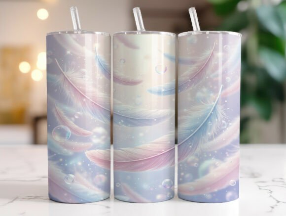 Pastel Soft Floating Feathers Tumbler