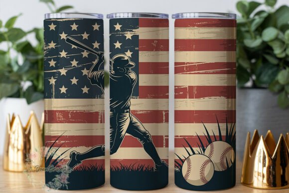 Patriotic Baseball 20oz Tumbler Wrap