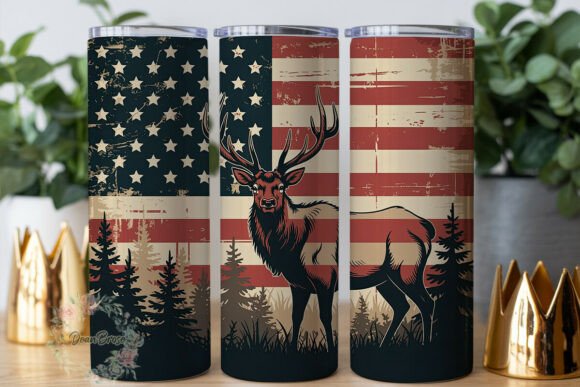 Patriotic Elk Forest 20oz Tumbler Wrap