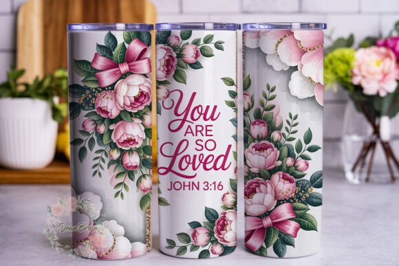 Pink Floral Scripture 20oz Tumbler Wrap