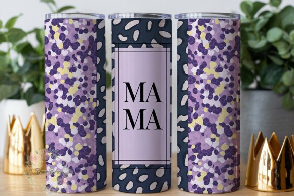 Purple Glitter Leopard Mama Tumbler Wrap