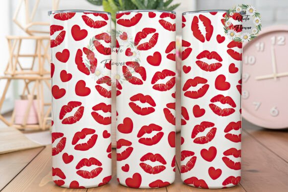 Romantic Red Lips Hearts 20oz Tumbler