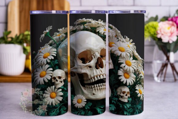 Skull Daisy Garden 20oz Tumbler Wrap