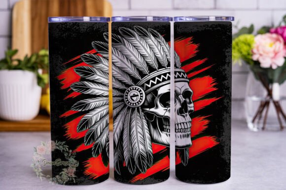 Skull Headdress Red Black 20oz Tumbler