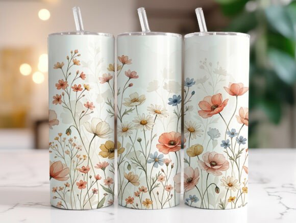 Soft Pastel Wildflower Floral Tumbler