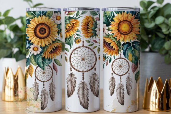 Sunflower Dreamcatcher 20oz Tumbler Wrap
