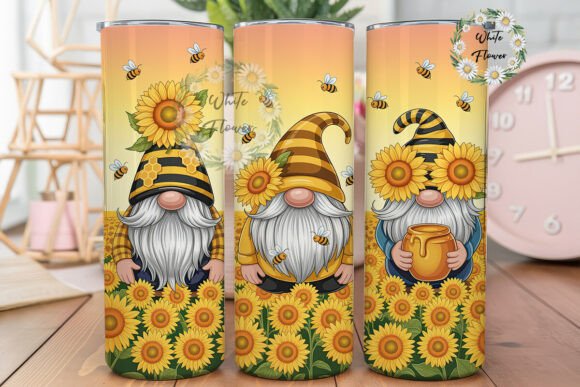 Sunflower Gnome Bee 20oz Tumbler Wrap