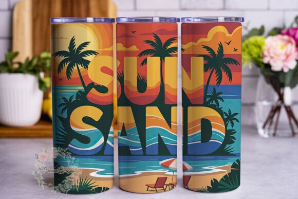Sunset Beach Palms 20oz Tumbler Wrap