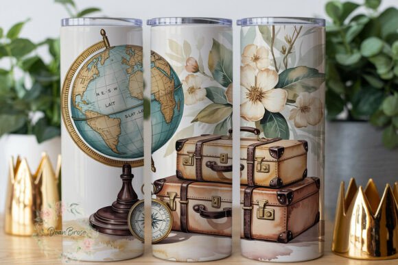 Vintage Travel Floral 20oz Tumbler Wrap
